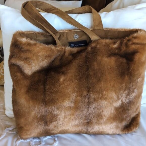 INC International Concepts Giant Faux Fur Slouchy Tote Bag - Picture 17 of 17